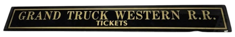 Grand Truck Western RR Tickets Antique Jalousie Glass Sign