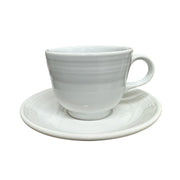 Fiesta - White Teacup & Saucer Set Homer Laughlin HLC Ceramic