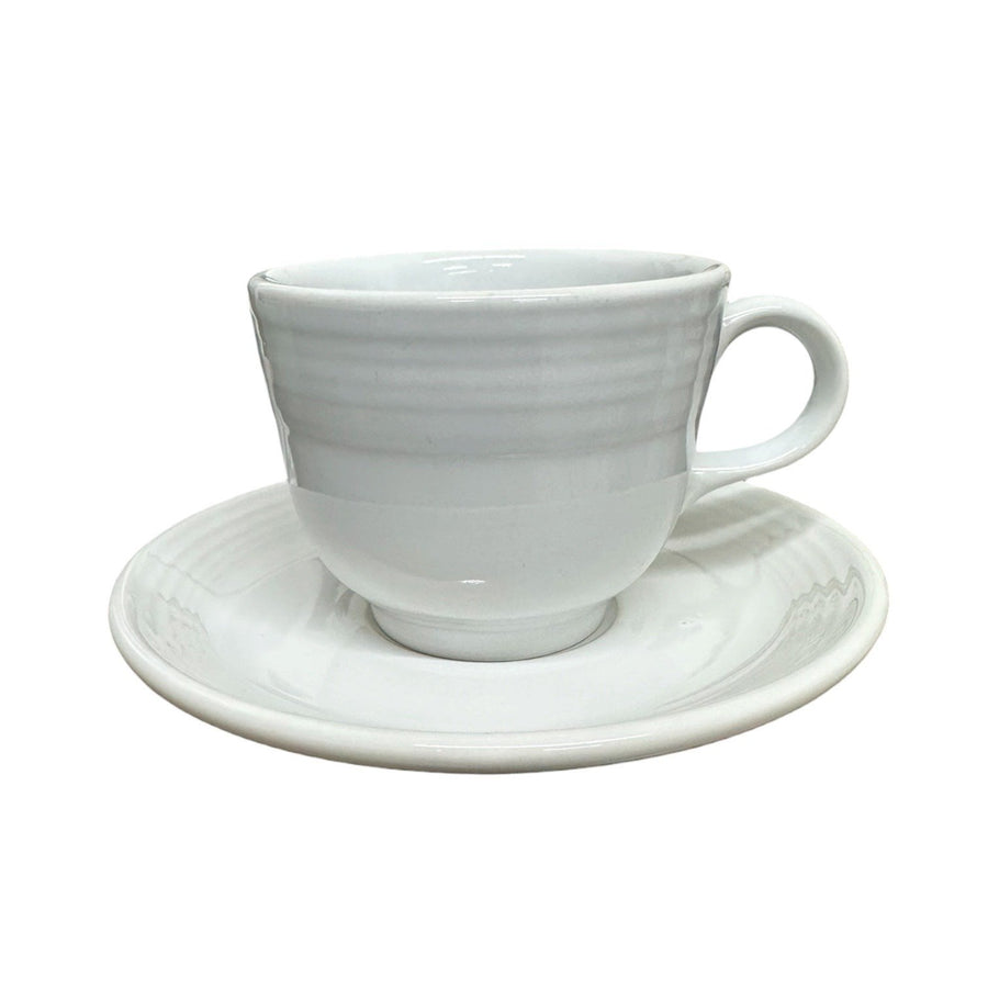 Fiesta - White Teacup & Saucer Set Homer Laughlin HLC Ceramic