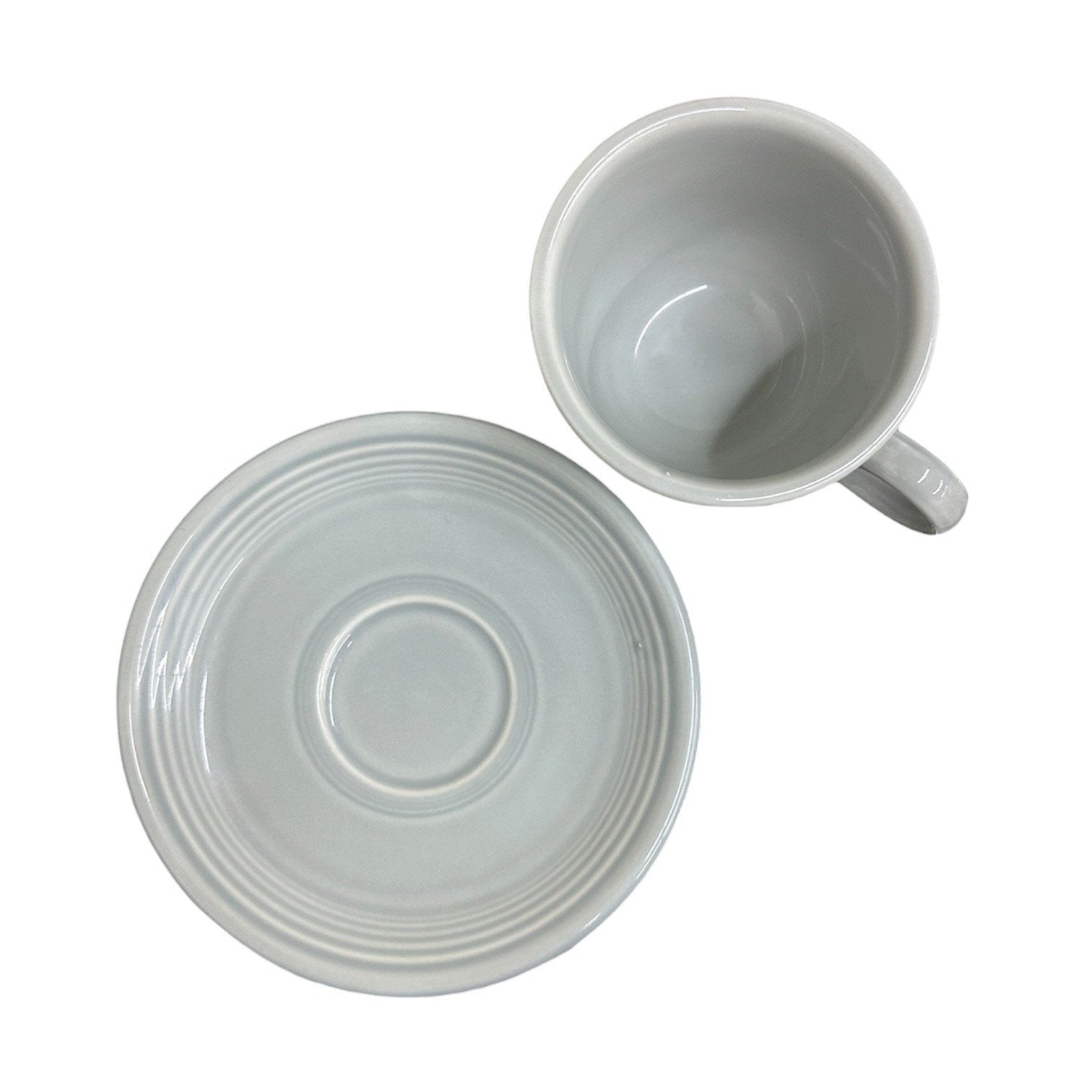 Fiesta - Pearl Gray/Grey Teacup & Saucer Set Homer Laughlin HLC Ceramic