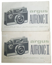 Argus Autronic II Camera Manuals Vintage Retro Collectible Photography Ephemera