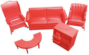 Marx Red Dollhouse Furniture Set Of 5 Vintage Collectible Miniature Toys