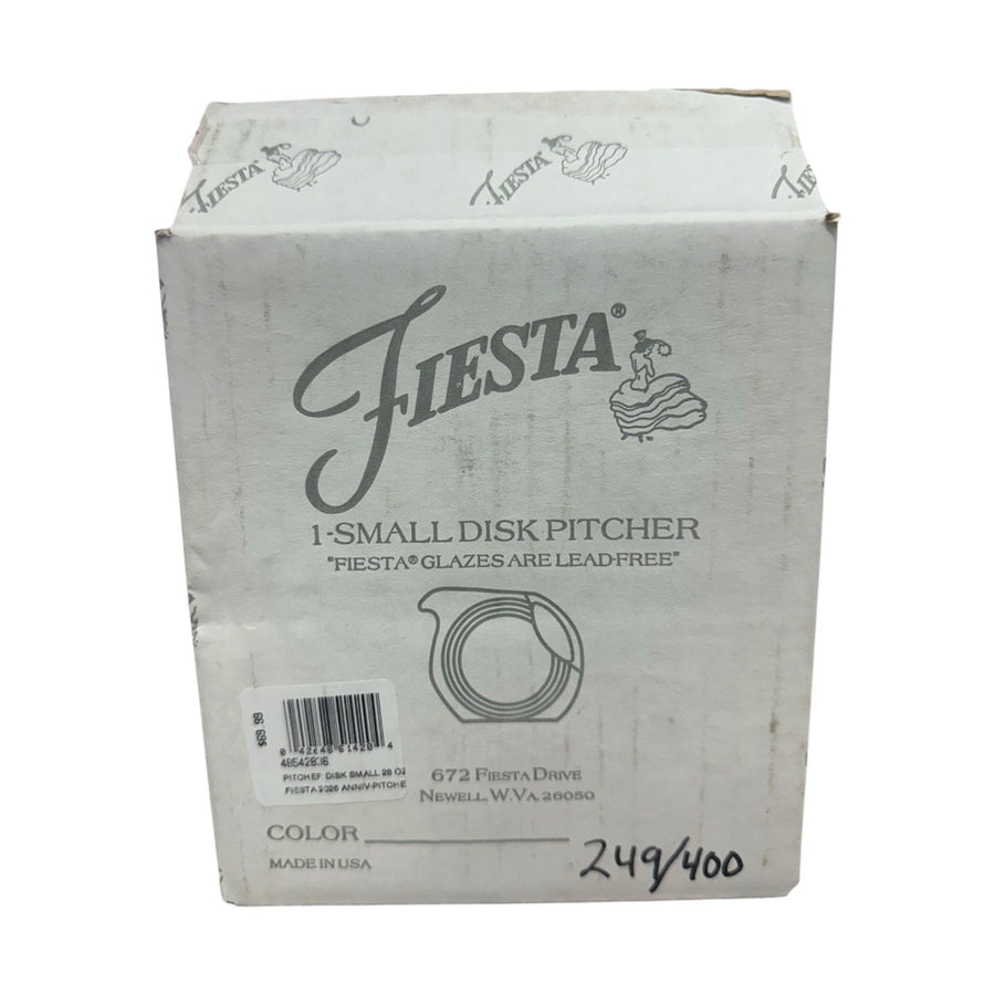 Fiesta - Lavender Purple 90th Anniversary Small Disk Pitcher 28oz Homer Laughlin HLC Ceramic NIB Limited No. 249/400