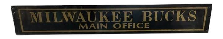 Milwaukee Bucks Main Office Antique Jalousie Glass Sign