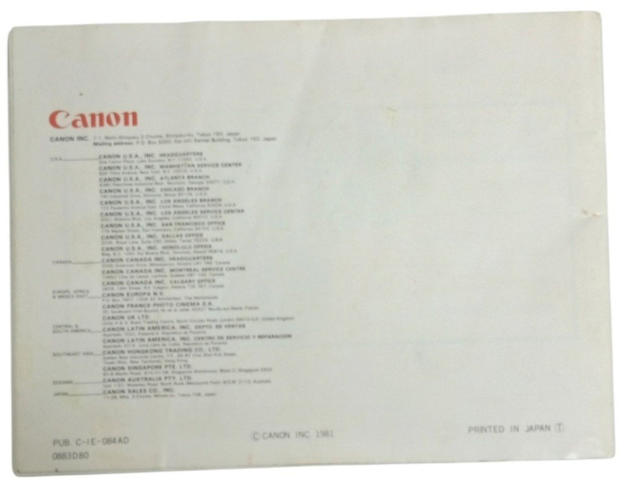 Canon AE-1 Camera Program Photography Retro Collectible Ephemera 1981
