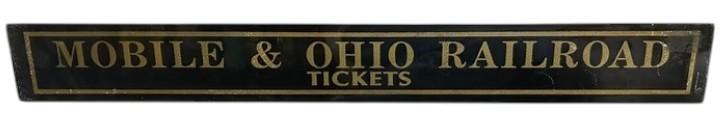Mobile & Ohio Railroad Tickets Antique Jalousie Glass Sign