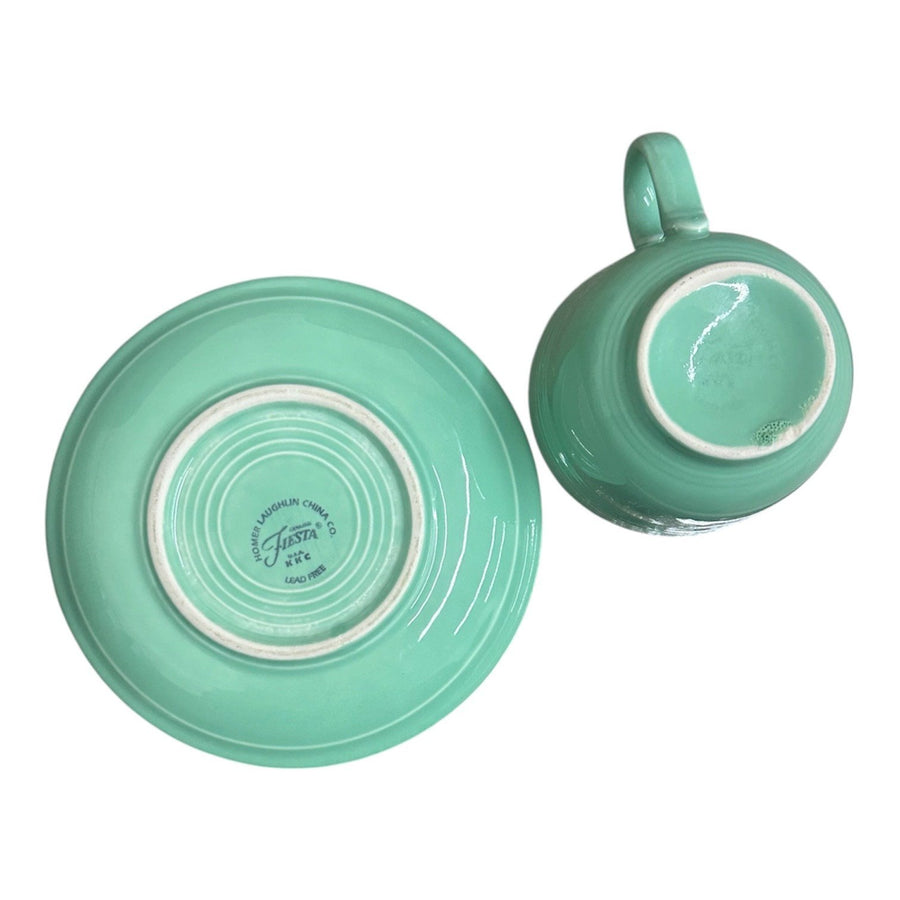 Fiesta - Seamist Green Teacup & Saucer Set Homer Laughlin HLC Ceramic