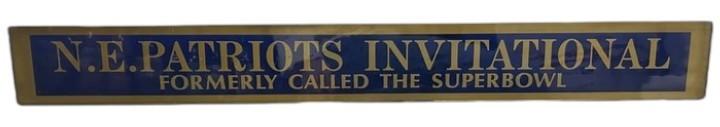 NE Patriots Invitational Formerly Called Superbowl Antique Jalousie Glass Sign