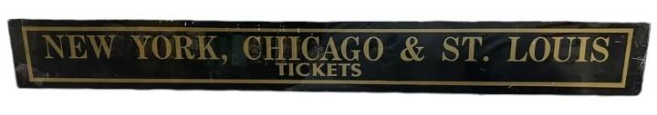 New York Chicago & St Louis Tickets Antique Jalousie Glass Sign