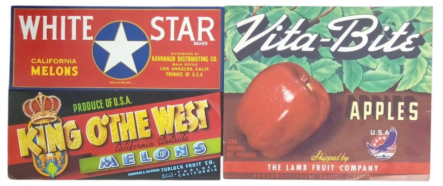 Fruit Crate Labels Set Of 3 Likely 1950s Vintage Collectible Advertising