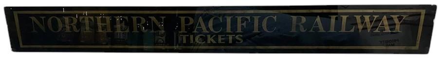 Northern Pacific Railway Tickets Antique Jalousie Glass Sign