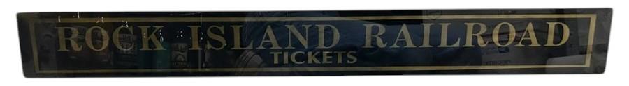 Rock Island Railroad Tickets Antique Jalousie Glass Sign