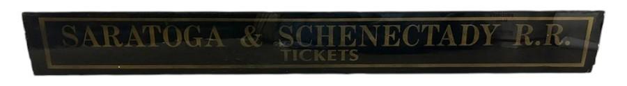 Saratoga & Schenectady RR Tickets Antique Jalousie Glass Sign