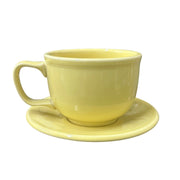 Homer Laughlin China Co. Yellow Jumbo Mug & Saucer Set HLC Ceramic Retired Cup Fiesta Go-Along