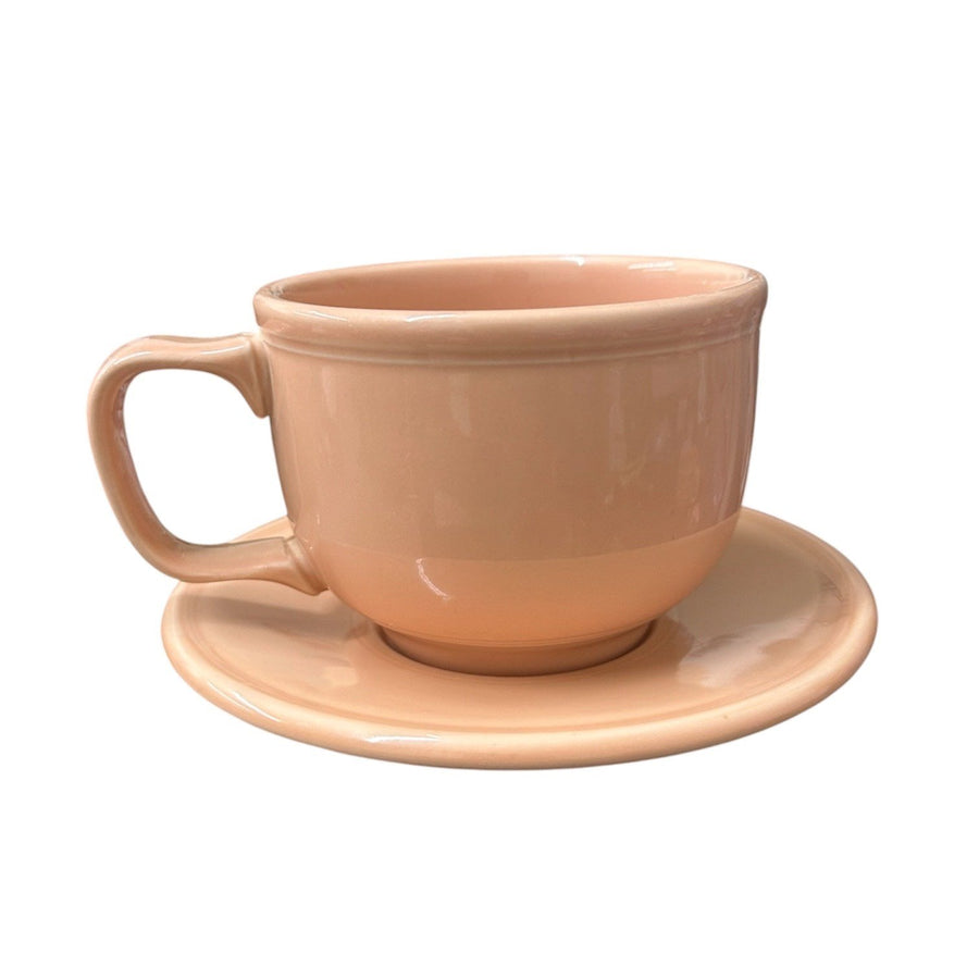Homer Laughlin China Co. Apricot Jumbo Mug & Saucer Set HLC Ceramic Retired Cup Fiesta Go-Along