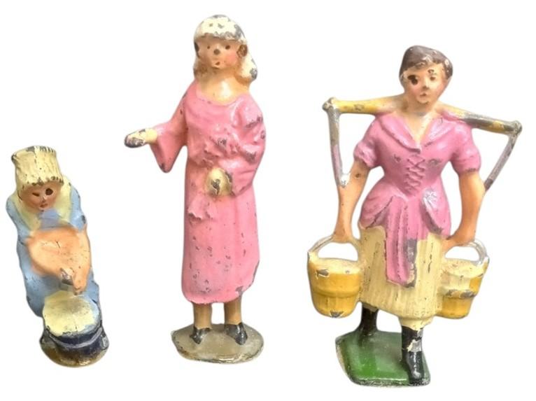 Johillco Milkmaid Lead Figures Set Of 3 Likely 1930s Vintage Collectible
