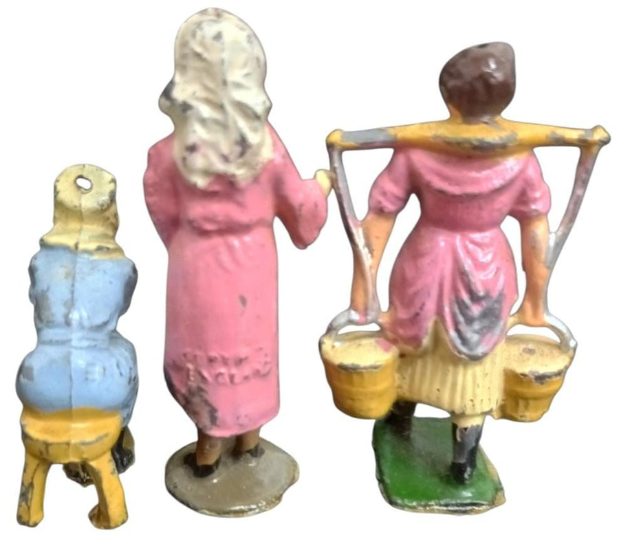 Johillco Milkmaid Lead Figures Set Of 3 Likely 1930s Vintage Collectible