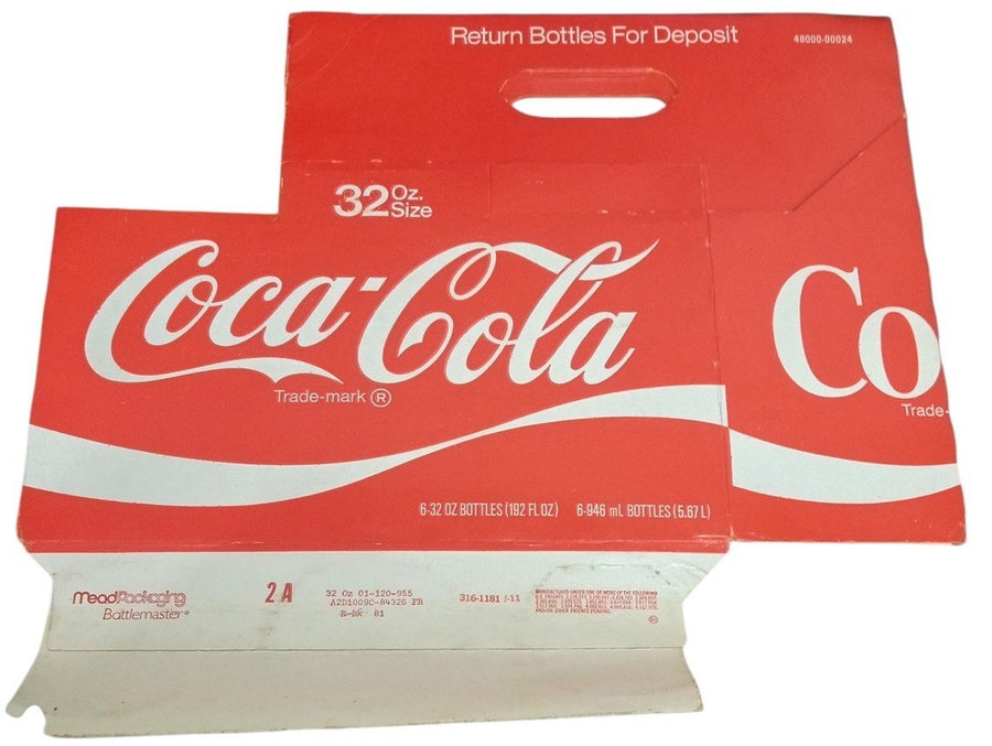 Coca Cola Cardboard Carrier/Caddy 32 Oz Bottles Vintage Collectible Nostalgic