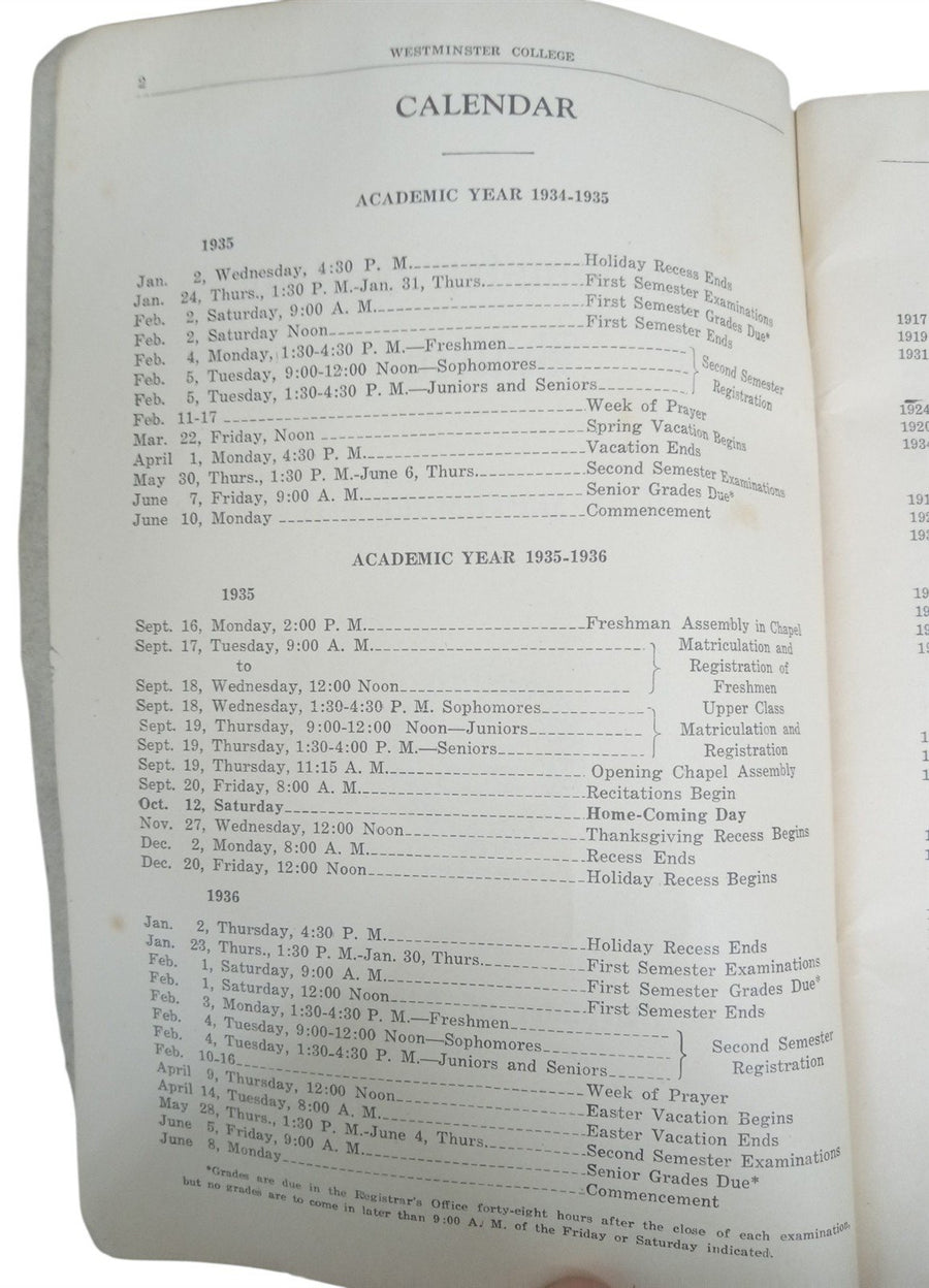 Westminster College Bulletin Booklet 1935 Antique Collectible Historical