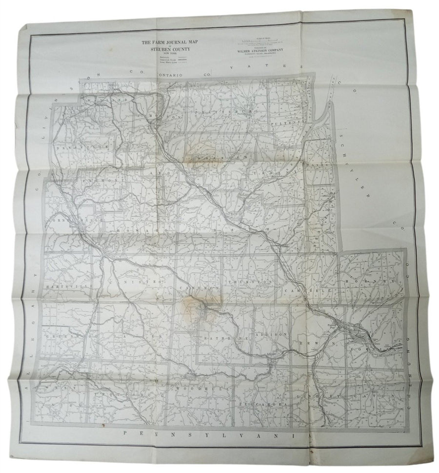 New York Steuben County Farm Journal Map 1917 Antique Collectible Ephemera