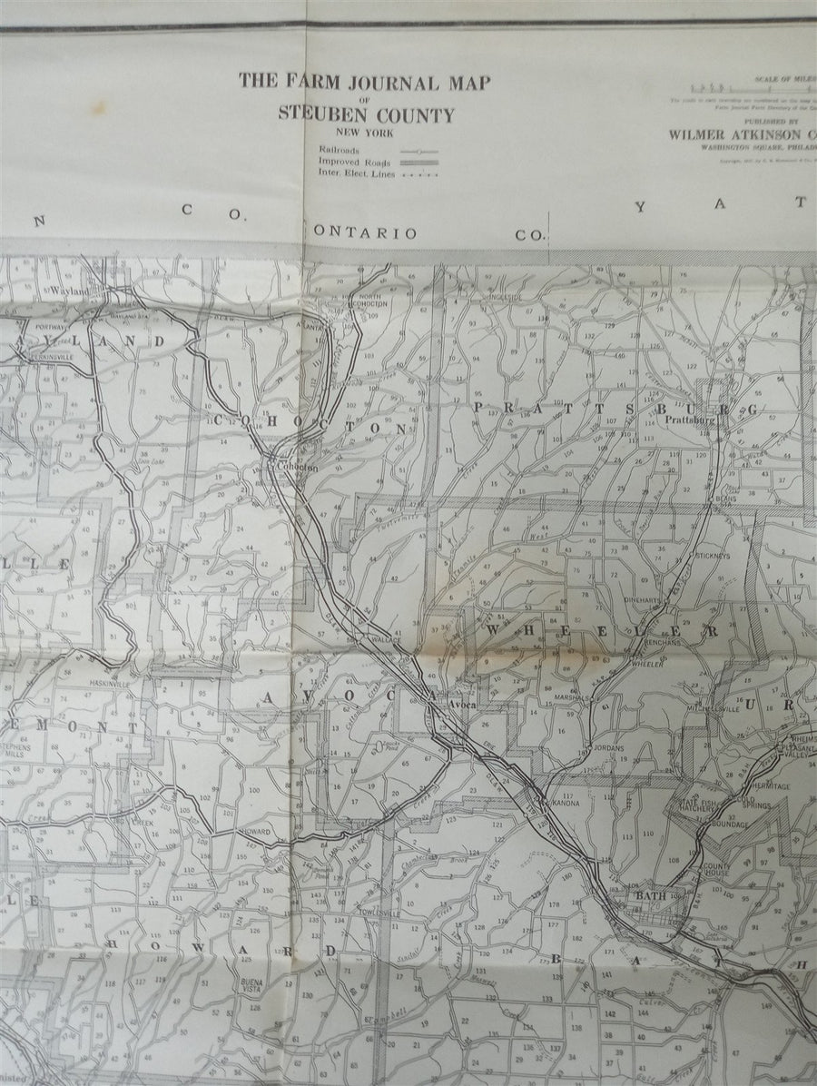 New York Steuben County Farm Journal Map 1917 Antique Collectible Ephemera