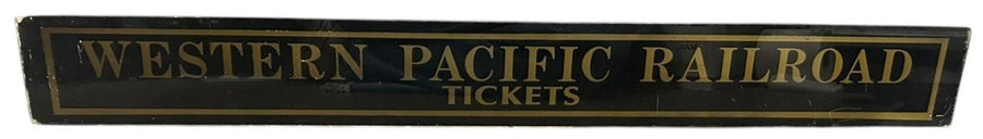 Western Pacific Railroad Tickets Antique Jalousie Glass Sign