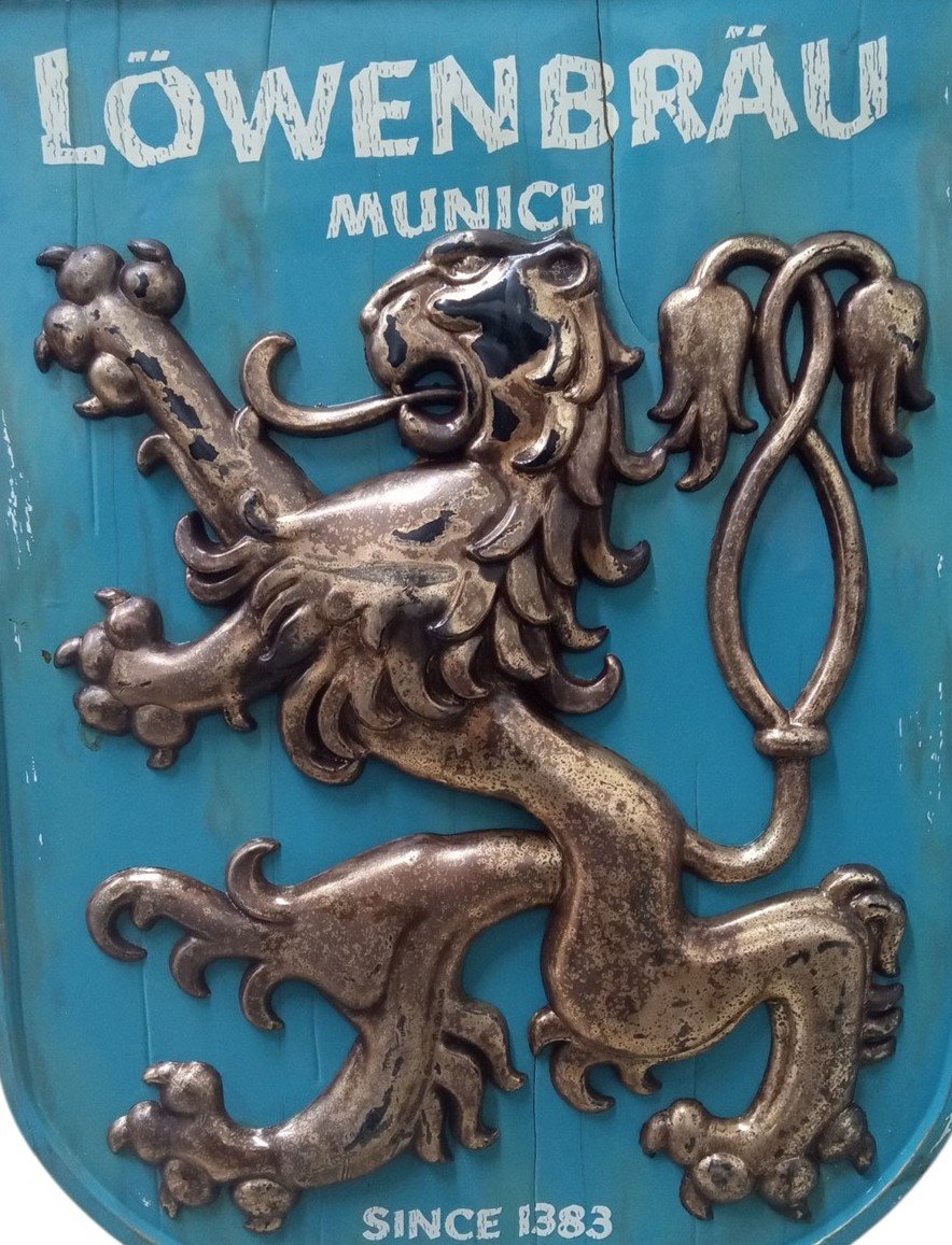 Lowenbrau Beer Hanging Bar Sign 1960s Vintage Collectible Decorative Mancave