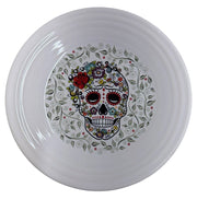 Fiesta - White Skull and Vine Sugar Luncheon Plate Homer Laughlin HLC Colorful Ceramic