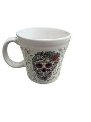 Fiesta - White Skull and Vine Sugar 15oz Tapered Mug Homer Laughlin HLC Colorful Ceramic