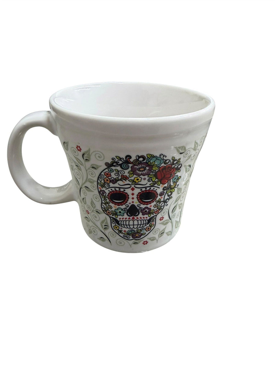 Fiesta - White Skull and Vine Sugar 15oz Tapered Mug Homer Laughlin HLC Colorful Ceramic
