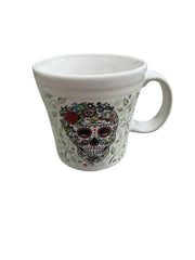 Fiesta - White Skull and Vine Sugar 15oz Tapered Mug Homer Laughlin HLC Colorful Ceramic