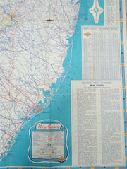 Sunoco New Jersey Road Map W/Philadelphia & New York Likely 1960s Vintage