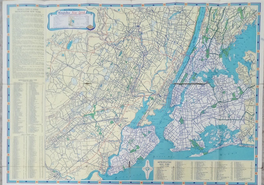 Sunoco New Jersey Road Map W/Philadelphia & New York Likely 1960s Vintage