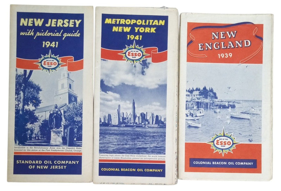 Esso Road Maps New York, New Jersey & New England 1939 & 1941 Collectible Travel