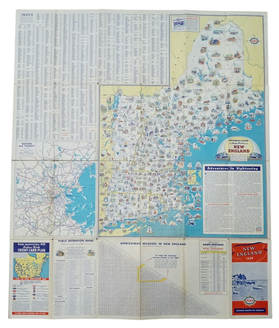 Esso Road Maps New York, New Jersey & New England 1939 & 1941 Collectible Travel