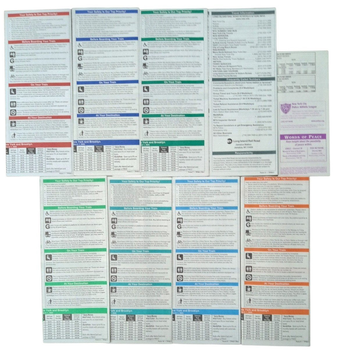 Timetables Long Island Railroad 2006 Set Of 9 Collectible Ephemera