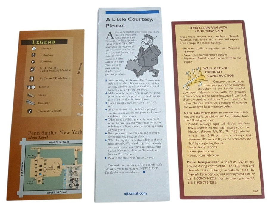 NJ Transit Pamphlets Set Of 3 2000s Retro Collectible Nostalgic New Jersey