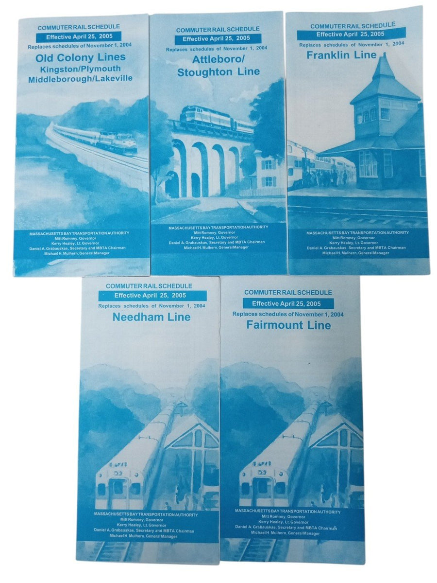 MBTA Commuter Rail Schedules 2005 Set Of 5 Collectible Railroad Mitt Romney