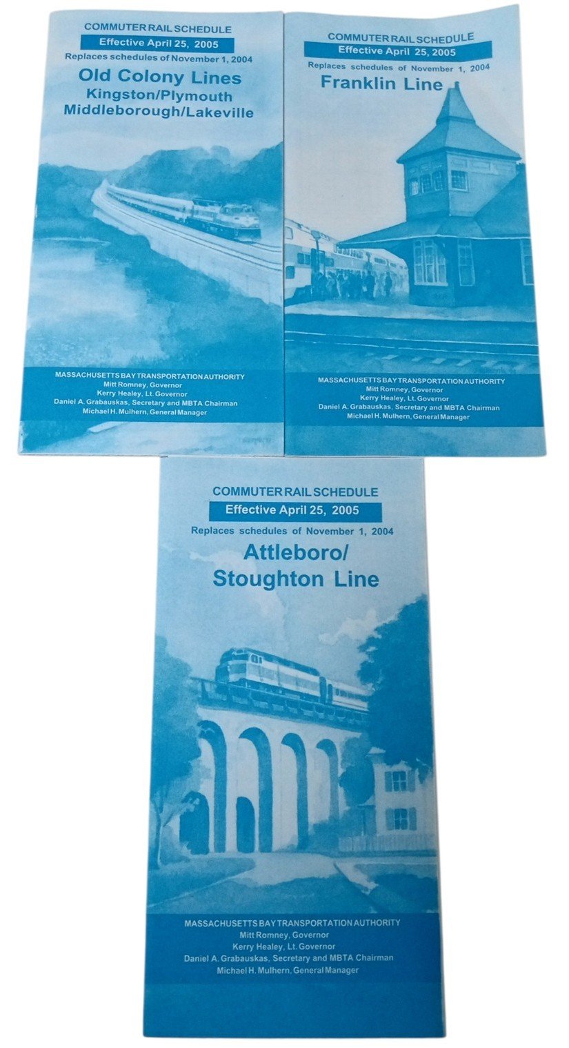 MBTA Commuter Rail Schedules 2005 Set Of 5 Collectible Railroad Mitt Romney