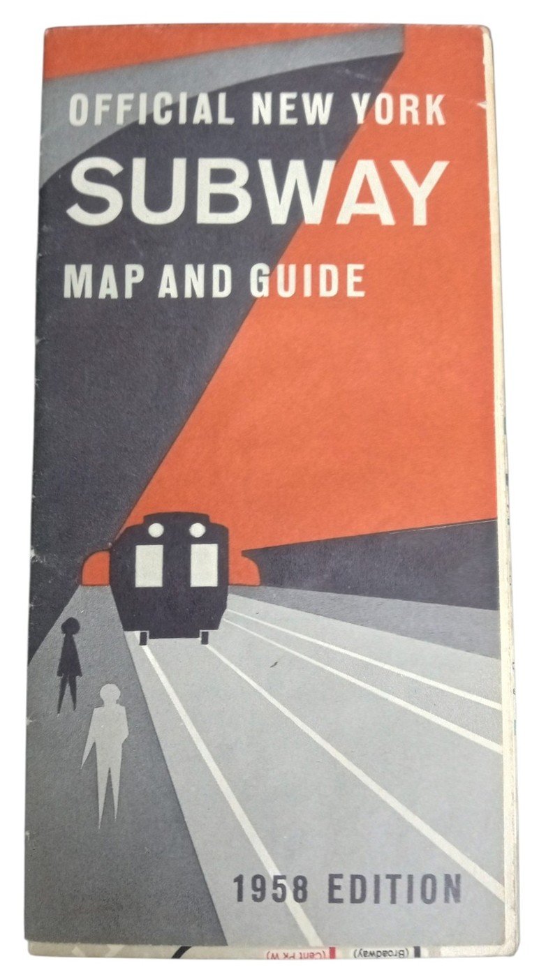 New York Subway Map & Guide 1958 Vintage Antique Collectible Travel Memorabilia