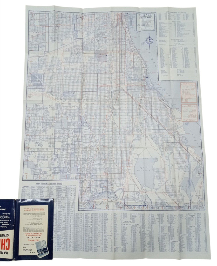 Rand McNally Chicago Street Guide & Transportation Directory 1954 Book/Map