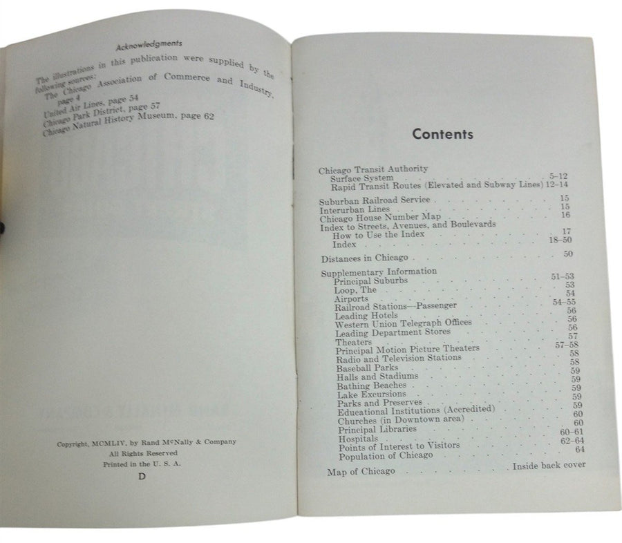 Rand McNally Chicago Street Guide & Transportation Directory 1954 Book/Map