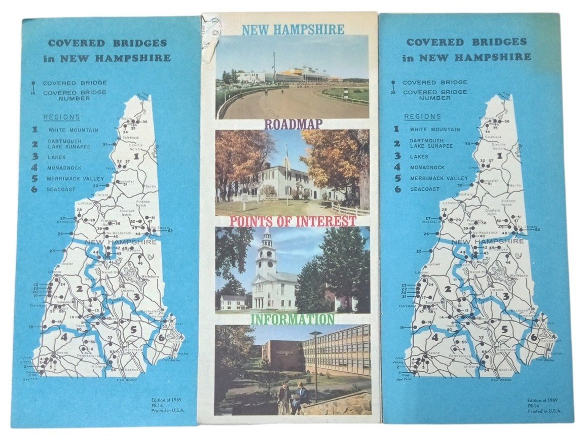 New Hampshire Covered Bridges Brochures/Tourist Map 1960s Set Of 3 Vintage