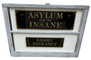 Asylum for the Insane Vintage Glass Window Family Entrance Antique Sign