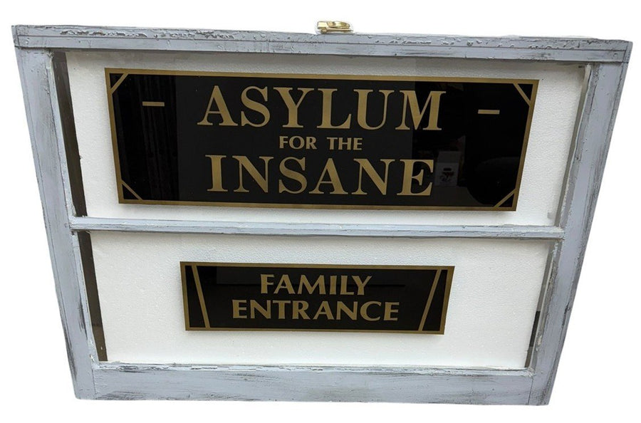 Asylum for the Insane Vintage Glass Window Family Entrance Antique Sign