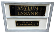 Asylum for the Insane Vintage Glass Window Family Entrance Antique Sign