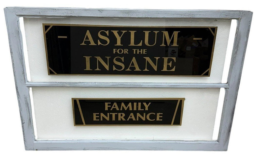 Asylum for the Insane Vintage Glass Window Family Entrance Antique Sign