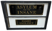 Asylum for the Insane Vintage Glass Window Family Entrance Antique Sign