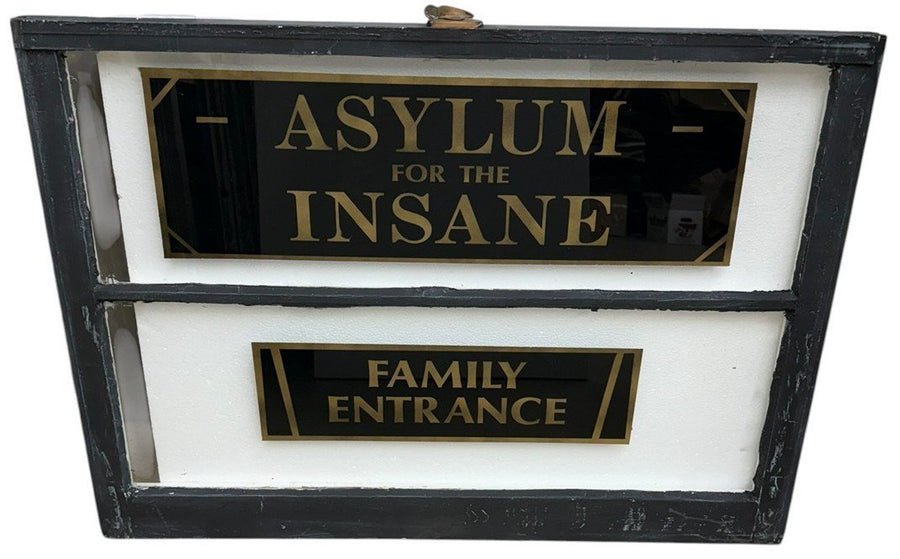 Asylum for the Insane Vintage Glass Window Family Entrance Antique Sign