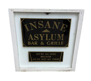 Asylum for the Insane Vintage Glass Window Center for Disturbed Women Antique Sign